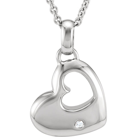 Sterling Silver Heart diamond Accent 18 inch Necklace - Cailin's