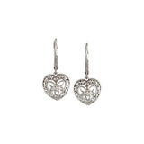 Sterling Silver Heart Filigree diamond Leverback Earrings - Cailins | Fine Jewelry + Gifts