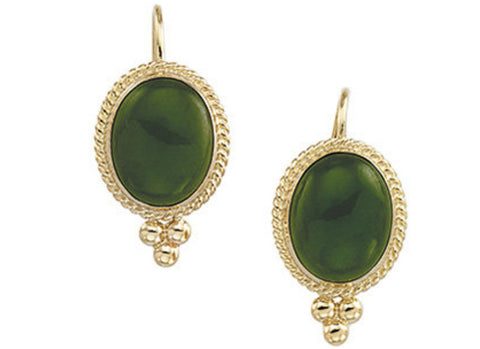 14K Yellow Gold Nephrite Jade Cabochon Earrings - Cailins | Fine Jewelry + Gifts