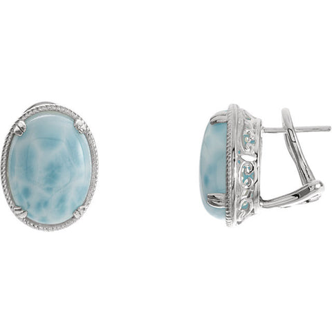 Sterling Silver Genuine Larimar Post Earrings - Cailins | Fine Jewelry + Gifts