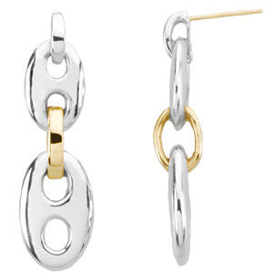 Two Tone Metal Link Post Earrings - Cailin's