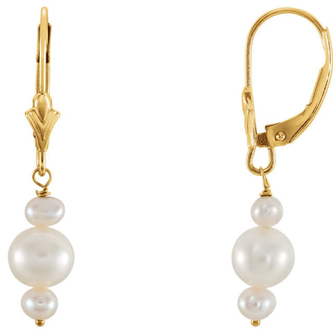 14K Yellow Gold Triple Pearl Post Earrings - Cailin's