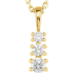 14K Gold Three Stone Diamond Necklace - Cailin's