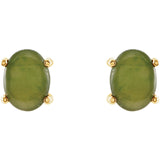 14K Yellow Gold Oval Genuine Green Jade Earrings - Cailins | Fine Jewelry + Gifts