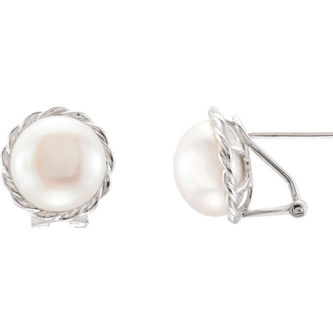 Sterling Silver Freshwater White Pearl Button Earrings - Cailins | Fine Jewelry + Gifts