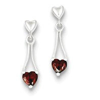 Sterling Silver Garnet Gemstone Heart Earrings - Cailin's