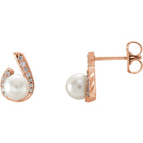 14K Gold Freshwater Pearl diamond Accent Post Earrings - Cailins | Fine Jewelry + Gifts