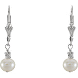Sterling Silver Pearl Leverback Earrings - Cailins | Fine Jewelry + Gifts