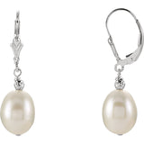 Sterling Silver Pearl Leverback Earrings - Cailins | Fine Jewelry + Gifts