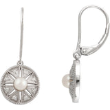 Sterling Silver Freshwater Polish Pearl diamond Earrings - Cailin's