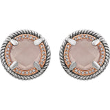 Sterling Silver Rose Quartz diamond Earrings - Cailin's