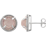 Sterling Silver Rose Quartz diamond Earrings - Cailin's