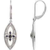 Sterling Silver Blue Sapphire Cross diamond Post Earrings - Cailin's