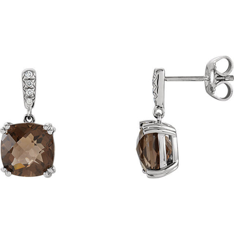 14K White Gold Smoky Quartz diamond Earrings - Cailins | Fine Jewelry + Gifts