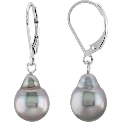 Sterling Silver Tahitian Pearl Leaverback Earrings - Cailins | Fine Jewelry + Gifts