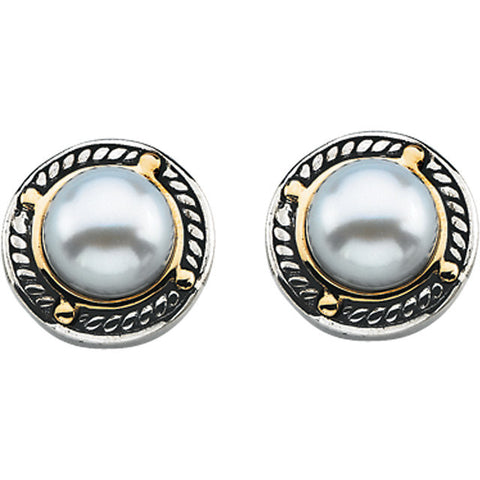 Two Tone Freshwater Pearl Post Earrings - Cailin's