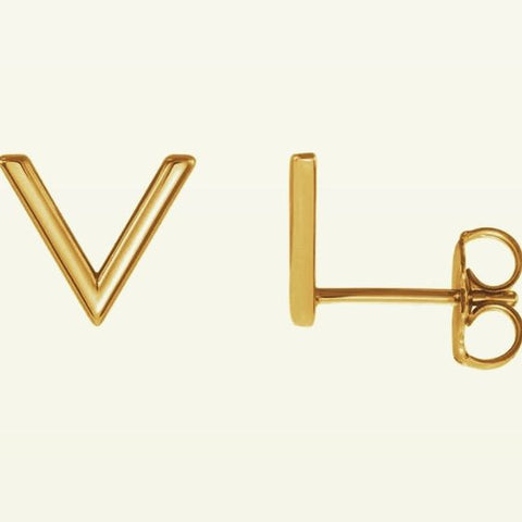 Letter V Post Earrings - Cailins | Fine Jewelry + Gifts