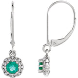 14K White Gold Emerald Diamond Earrings - Cailins | Fine Jewelry + Gifts