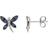 14K White Gold dragonfly Gem diamond Earrings - Cailins | Fine Jewelry + Gifts