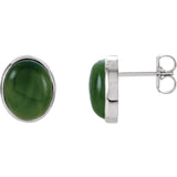 14K White Gold Bezel Genuine Jade Earrings - Cailins | Fine Jewelry + Gifts