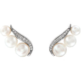 14K Gold Freshwater Pearl Diamond Ear Climbers - Cailins | Fine Jewelry + Gifts