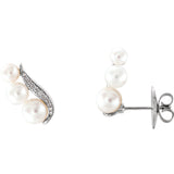 14K Gold Freshwater Pearl Diamond Ear Climbers - Cailins | Fine Jewelry + Gifts