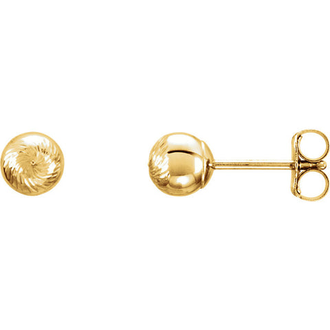 14K Yellow Gold Diamond Cut Ball Earrings - Cailin's