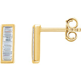 14K Gold diamond Baguette Bar Earrings - Cailin's