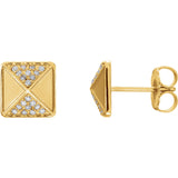 14K Gold diamond Pyramid Post Earrings - Cailin's