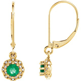 14K White Gold Emerald Diamond Earrings - Cailins | Fine Jewelry + Gifts