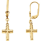 14K Yellow Gold Cross Leverback Earrings - Cailins | Fine Jewelry + Gifts