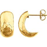 14K Gold Hammer Half Hoop Post Earrings - Cailin's