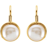14K Yellow Gold White Freshwater Pearl Leverback Earrings - Cailins | Fine Jewelry + Gifts