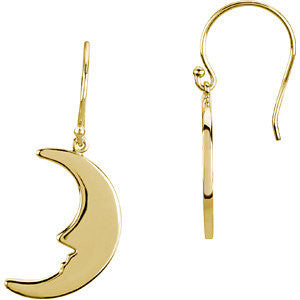 14K Gold Man In The Moon French Wire Earrings - Cailin's