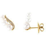 14K Gold Freshwater Pearl Diamond Ear Climbers - Cailins | Fine Jewelry + Gifts