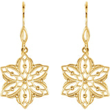 14K Gold Special Star Flower French Wire Earrings - Cailins | Fine Jewelry + Gifts