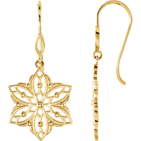 14K Gold Special Star Flower French Wire Earrings - Cailins | Fine Jewelry + Gifts