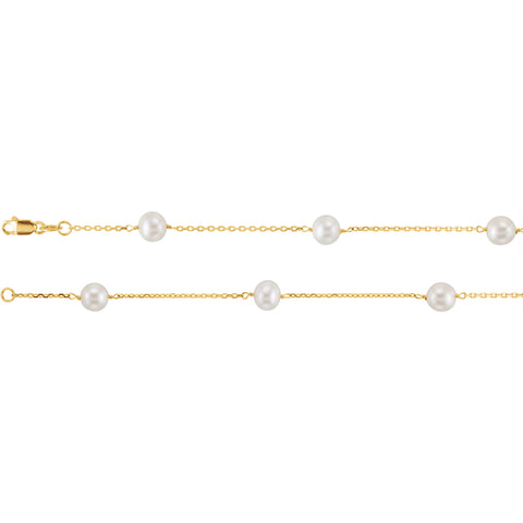14K Gold Culture Pearl Station 18 in Necklace - Cailin's