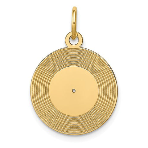 14K Yellow Gold Record Album Music Necklace Charm - Cailin's