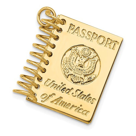 14K Yellow Gold US Passport Necklace Charm - Cailin's
