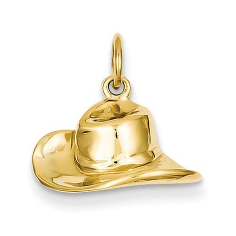 14K Yellow Gold Classic Cowboy Hat Necklace Charm - Cailin's