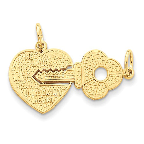 14K Yellow Gold Love Lock With Key Necklace Charm - Cailin's