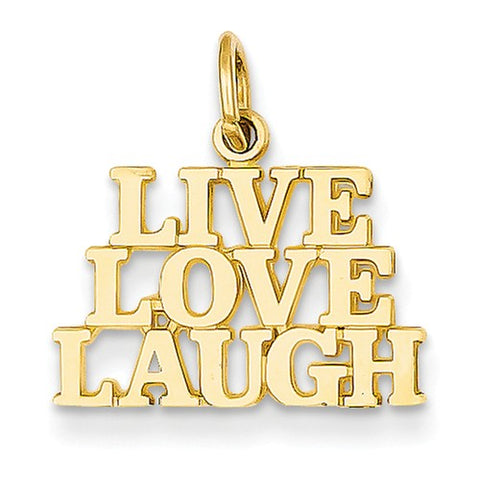 14K Yellow Gold Live Love Laugh Motto Necklace Charm - Cailin's