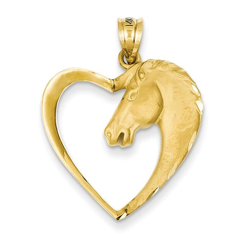 14K Yellow Gold Horse Heart Necklace Charm - Cailin's