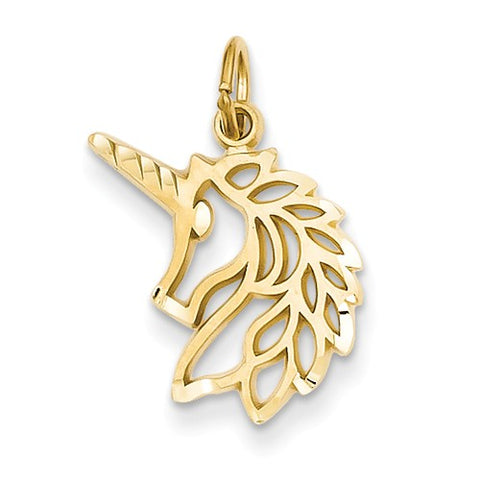 14K Yellow Gold Filigree Unicorn Necklace Charm - Cailin's