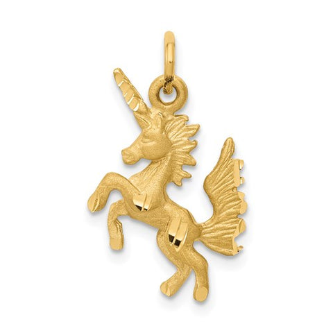 14K Yellow Gold Happy Unicorn Necklace Charm - Cailin's