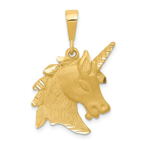 14K Yellow Gold Unicorn Head Necklace Charm - Cailin's