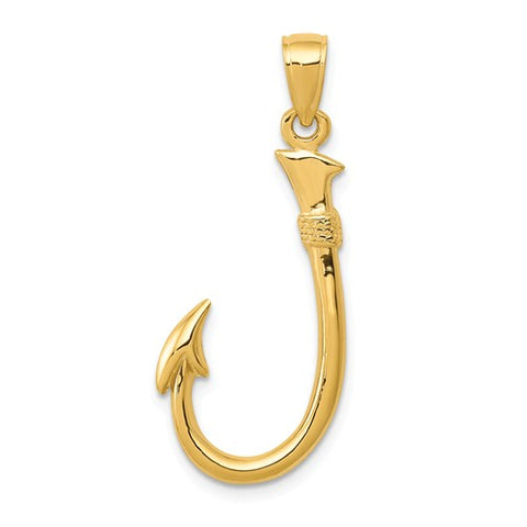 14K Yellow Gold Fishermens Hook Necklace Charm - Cailin's