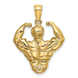 14K Yellow Gold Muscle Man Necklace Charm - Cailin's