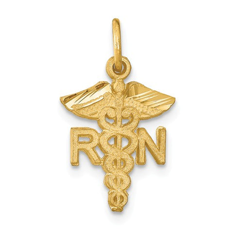 14K Yellow Gold RN Nurse Necklace Charm - Cailin's